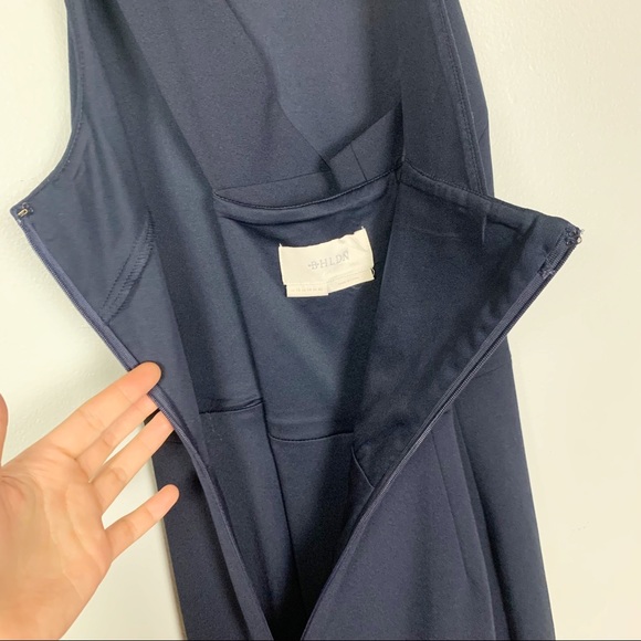 BHLDN Classy Navy Maxi Dress Criss Cross Straps 10 - Picture 10 of 14